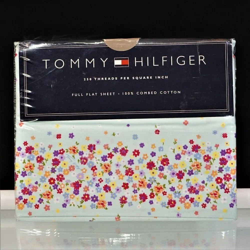 Vintage Tommy Hilfiger Full Flat Sheet Huckleberry Corner Floral Cottagecore NOS